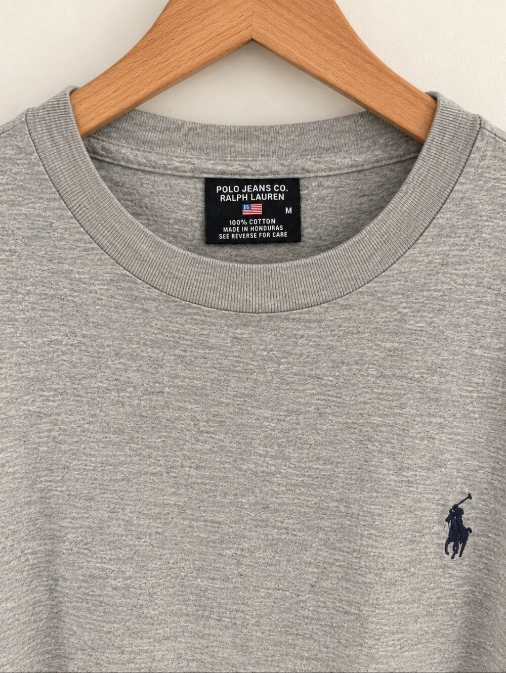 Vintage Polo Jeans By Ralph Lauren Men's Gray Crewneck Cotton Shirt - Medium